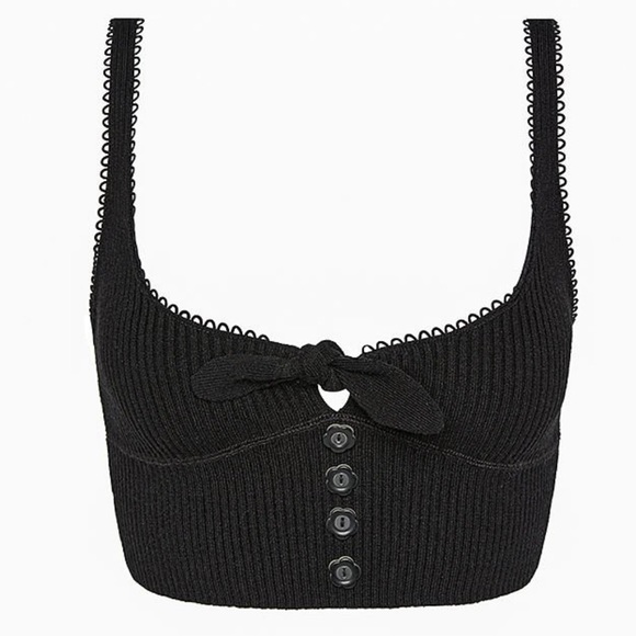 *FOR LOVE & LEMONS | Black Pointelle Tank - Picture 3 of 4